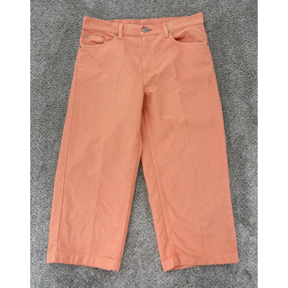 VTG '01 Levis 577 Capri Jeans Women's 10 Coral Orange Wide Leg Retro Beachy Y2K